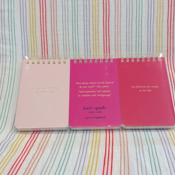 Kate Spade Set of 3 Notepads She Statements Spiral Notebooks Pink Girl Power NWT - Picture 6 of 7